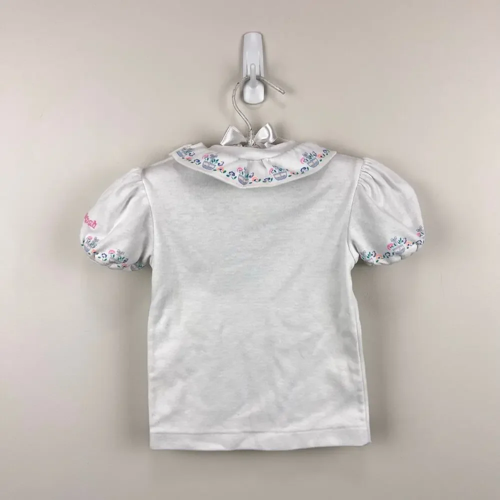 Vintage OshKosh B'gosh Ruffle Collar Flower Garden Blouse 2T USA
